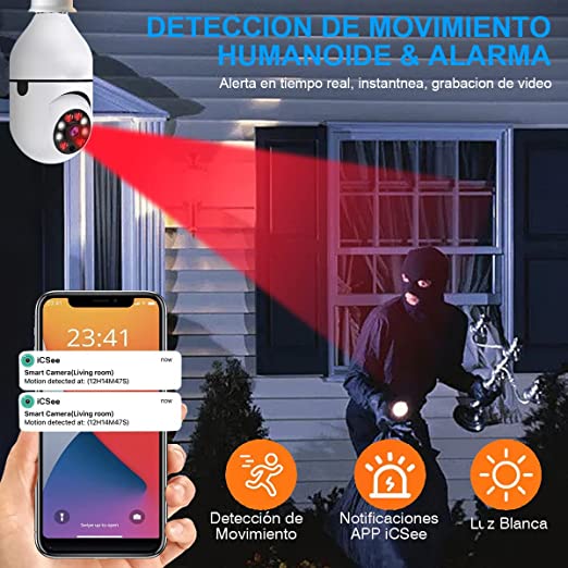 Cámara tipo ampolleta foco 360°